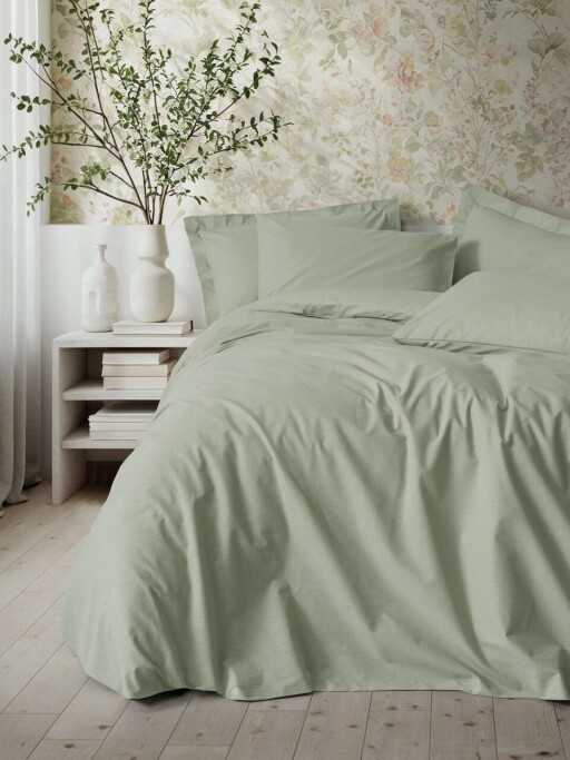 Lenjerie de pat pentru o persoana Single XXL (DE), L'essentiel Maison, Plain, Salvie