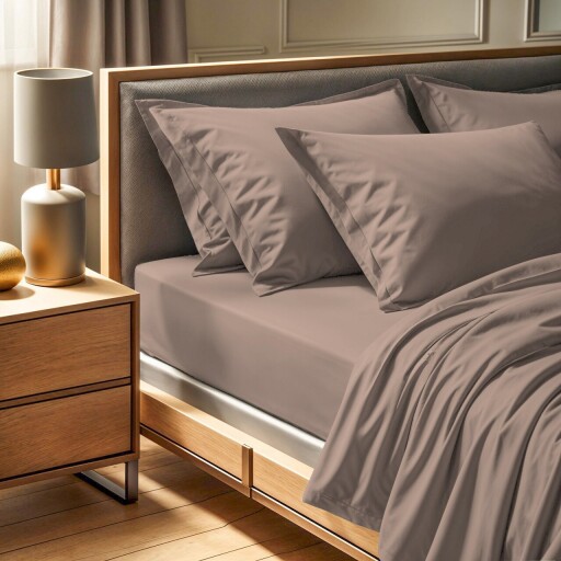 Cearceaf de pat cu elastic Ranforce Super King (FR) (IT) (ES) (DE), L'essentiel Maison, Tonne Brune, Bej