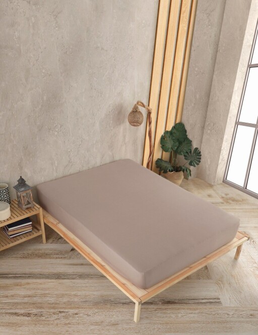 Cearceaf de pat cu elastic Jersey Single Small (FR), L'essentiel Maison, Cappuccino, Cappuccino