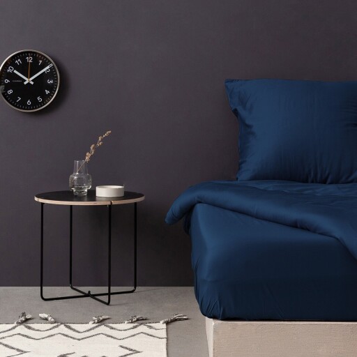 Cearceaf de pat cu elastic Satin Double XL (FR) (IT) (ES) DE), L'essentiel Maison, De Petrol Blue, Albastru petrol