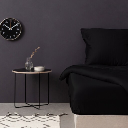 Cearceaf de pat cu elastic Satin Single XL (DE), L'essentiel Maison, De Black, Negru
