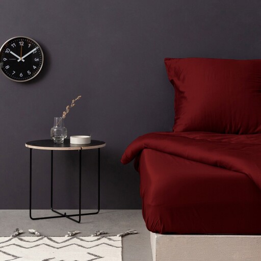 Cearceaf de pat cu elastic Satin Single XL (DE), L'essentiel Maison, De Maroon, Maro