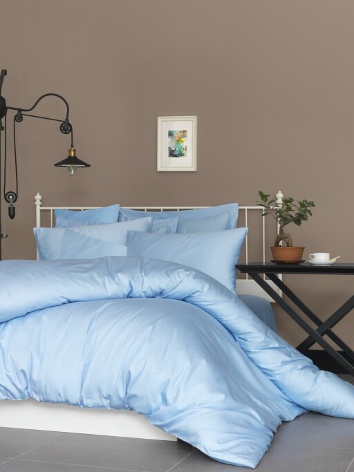 Cearceaf de pat cu elastic Satin Queen XL (DE), L'essentiel Maison, De Blue, Albastru
