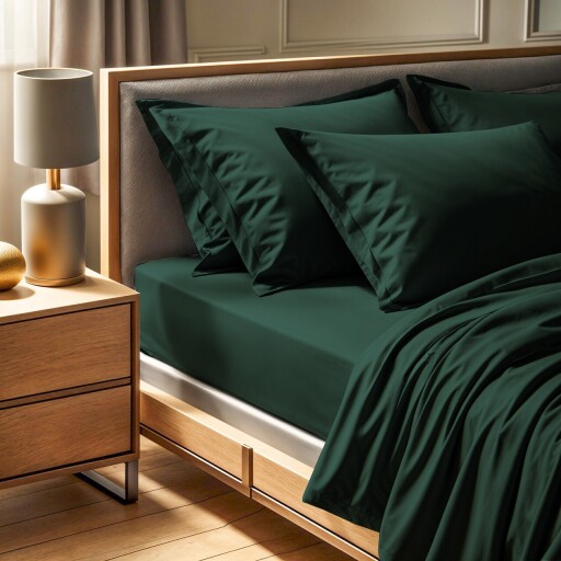 Cearceaf de pat cu elastic Ranforce Single (DE), L'essentiel Maison, Tonne Verte, Verde inchis