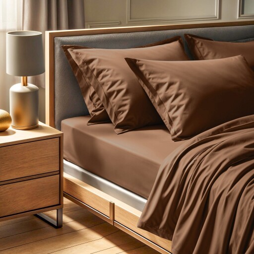Cearceaf de pat cu elastic Ranforce King (FR) (IT) (ES) (DE), L'essentiel Maison, Tonne Brune, Maro