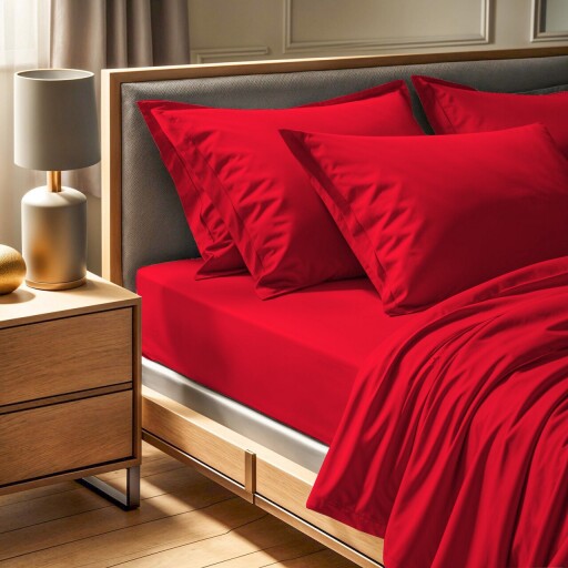 Cearceaf de pat Ranforce Single, L'essentiel Maison, Tonne Rosse, Rosu