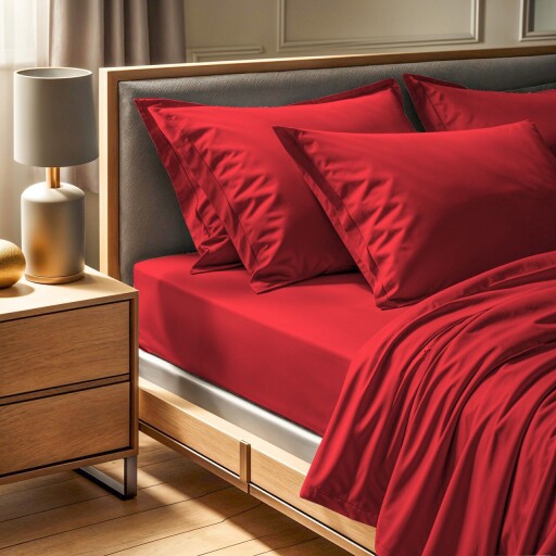Cearceaf de pat Ranforce King, L'essentiel Maison, Tonne Rosse, Rosu