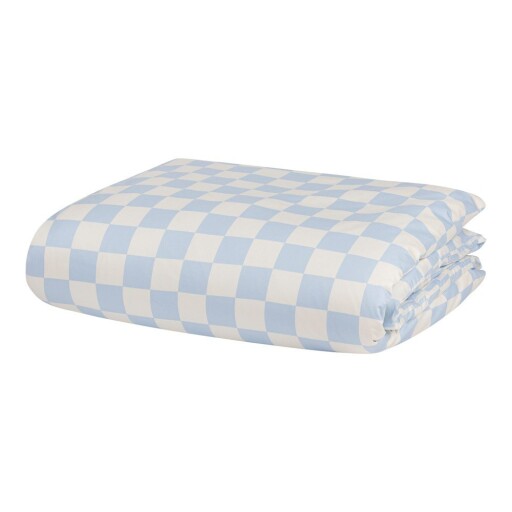 Husă de pilotă albastru-deschis/crem din bumbac satinat pentru pat de o persoană 140x200 cm Plu – noo.ma