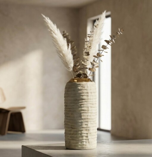 Vaza decorativa, Mauro Ferretti, Lima, 14x30 cm, ceramica, gri/auriu