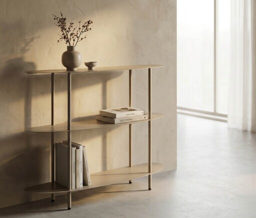 Consola, Mauro Ferretti, Saturn, 90x28x81 cm, metal, gri dove