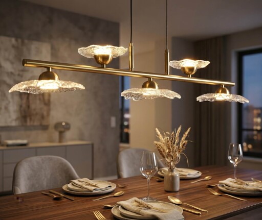 Candelabru, Mauro Ferretti, Emily, 5 x E27, 40W, 100x18x24 cm, fier/sticla, auriu/transparent