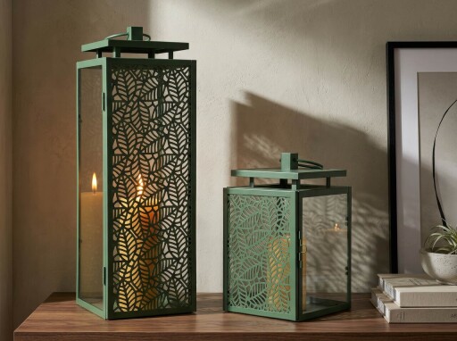 Set 2 felinare, Mauro Ferretti, Hall, 15x14.5x41.5 cm, metal/sticla temperata, verde