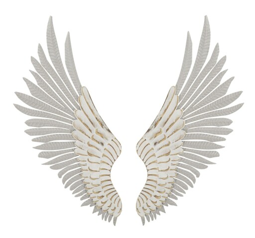 Set 2 decoratiuni de perete, Mauro Ferretti, Wings, 43.8x104 cm, fier, alb prespalat