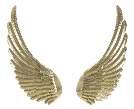 Set 2 decoratiuni de perete, Mauro Ferretti, Wings, 60x130 cm, fier, auriu