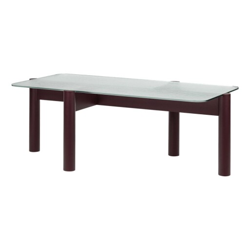 Măsuță de cafea burgundy cu blat din sticlă 55x105 cm Kob – noo.ma