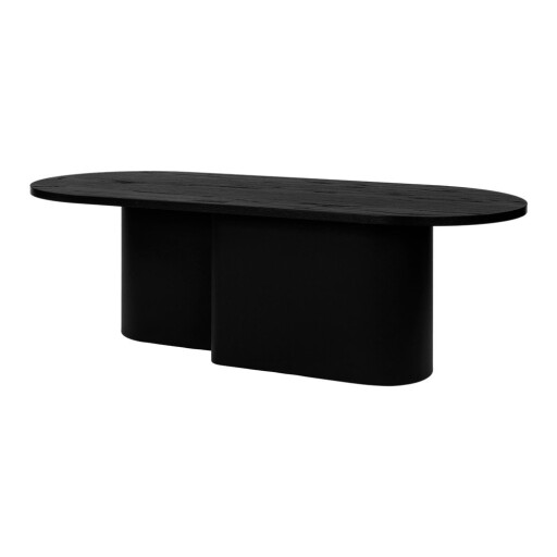 Măsuță de cafea neagră cu blat cu aspect de lemn de stejar 50x115 cm Looi – noo.ma