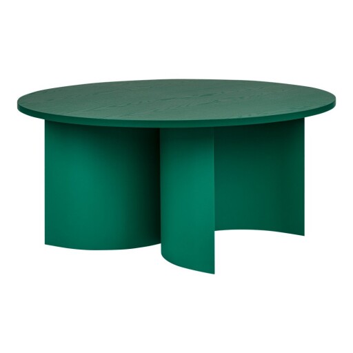 Măsuță de cafea verde rotundă cu blat cu aspect de lemn de frasin ø 95 cm Gavo – noo.ma