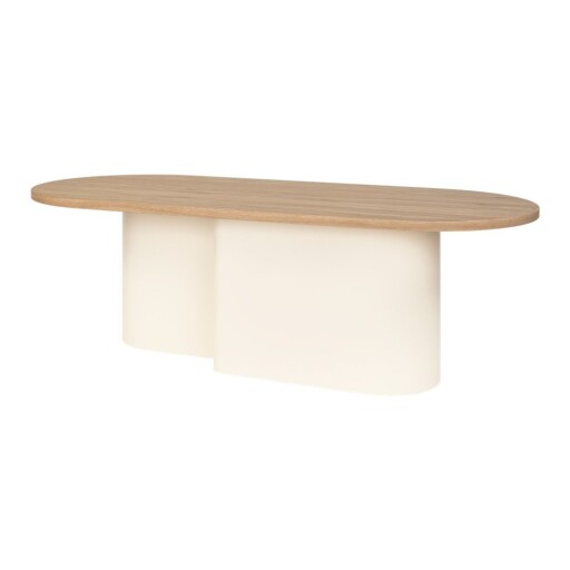 Măsuță de cafea bej cu blat cu aspect de lemn de stejar 50x115 cm Looi – noo.ma