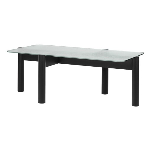 Măsuță de cafea neagră cu blat din sticlă 55x105 cm Kob – noo.ma