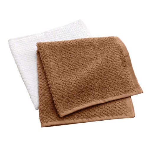 Prosoape albe/teracotă 2 buc. din bumbac din frotir 50x50 cm Gourmet – douceur d'intérieur