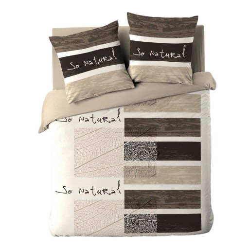 Lenjerie de pat maro din bumbac pentru pat dublu/extinsă cu 3 piese 240x220 cm So Natural – douceur d'intérieur