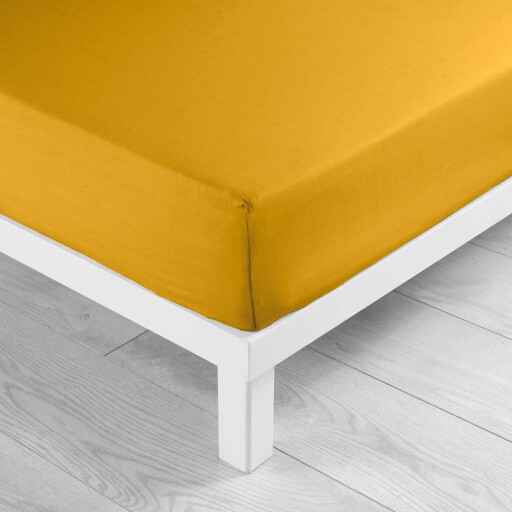Cearceaf galben din bumbac cu elastic 160x200 cm Lina – douceur d'intérieur