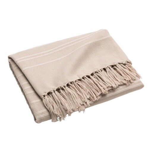 Cuvertură bej din bumbac 125x150 cm Lilia – douceur d'intérieur