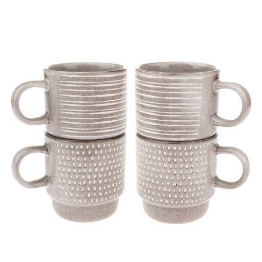 Cești maro deschis 4 buc. din ceramică 290 ml – Dakls
