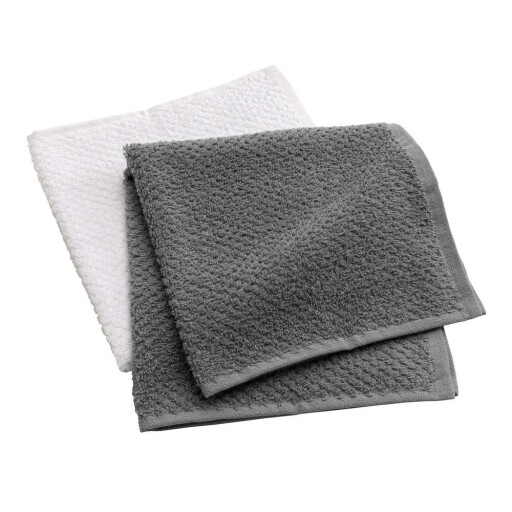 Prosoape albe/gri 2 buc. din bumbac din frotir 50x50 cm Gourmet – douceur d'intérieur
