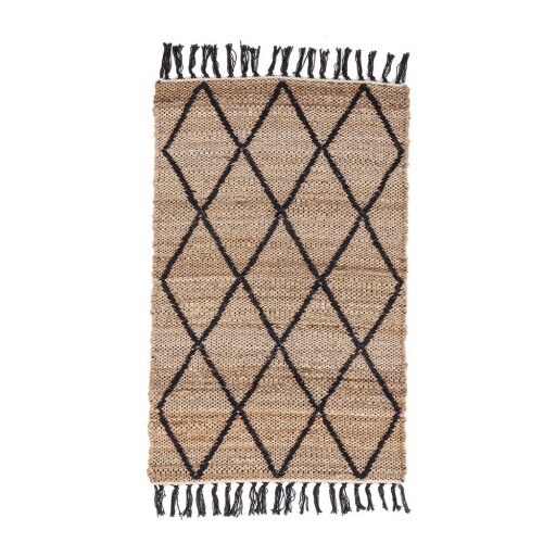 Covor negru/în culoare naturală țesut manual din iută 60x90 cm Shaila – Yes Everyday