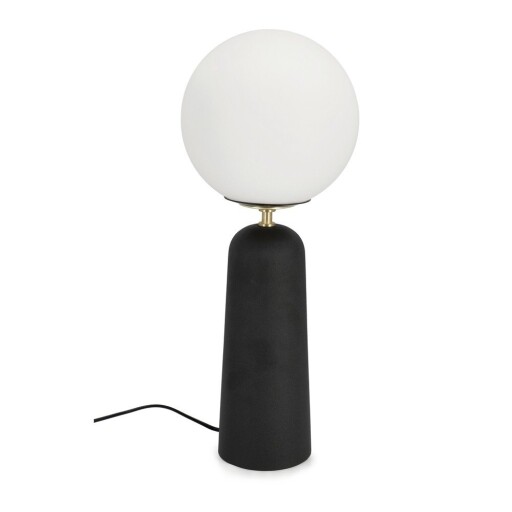 Veioză neagră din metal cu abajur din sticlă (înălțime 51 cm) Delphine – Bizzotto