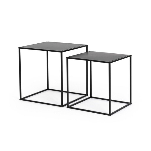 Măsuțe de cafea negre 2 buc. din metal 38x38 cm Alrik – Yes Everyday