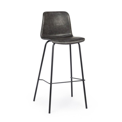 Scaun de bar gri închis tapițat (înălțime șezut 75 cm) Kyra – Bizzotto