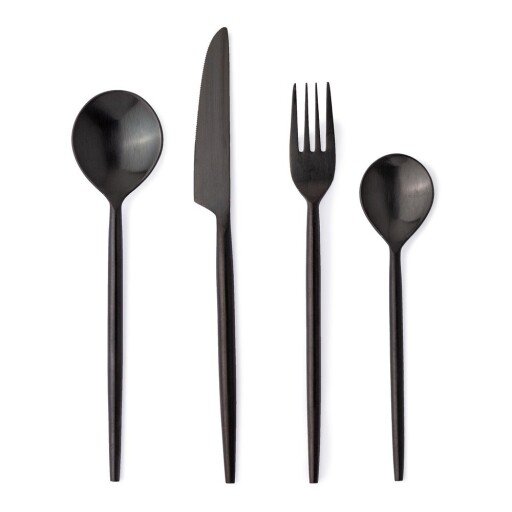 Tacâmuri negre din oțel inoxidabil 16 buc. pentru 4 persoane Bronte – Bizzotto