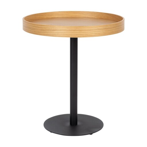 Măsuță auxiliară rotundă cu blat cu aspect de lemn de stejar ø 40 cm Yuri S – White Label