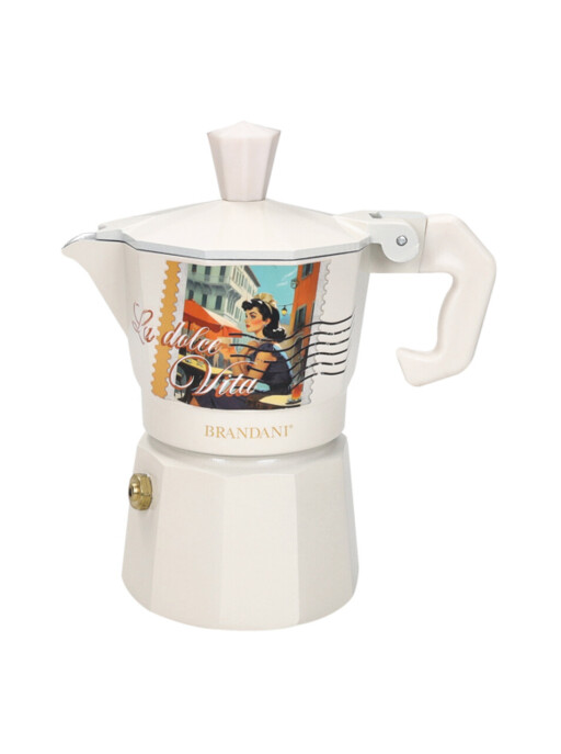 Cafetiera, Dolce Vita Avorio, Brandani, capacitate 1 ceasca, 6x12x13 cm, aluminiu