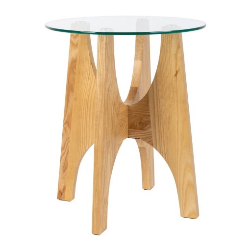 Măsuță auxiliară rotundă cu blat din sticlă ø 45 cm Kobe – Zuiver