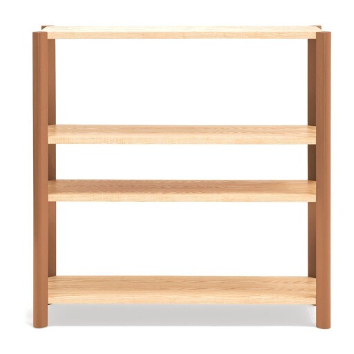 Etajeră cărămizie/în culoare naturală deschisă cu aspect de lemn de stejar 126x128x43 cm Bona – Teulat