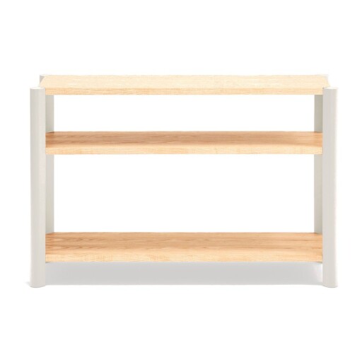 Etajeră crem/în culoare naturală deschisă cu aspect de lemn de stejar 126x84x43 cm Bona – Teulat