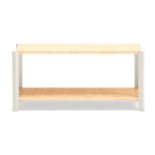 Etajeră crem/în culoare naturală deschisă cu aspect de lemn de stejar 126x59x43 cm Bona – Teulat