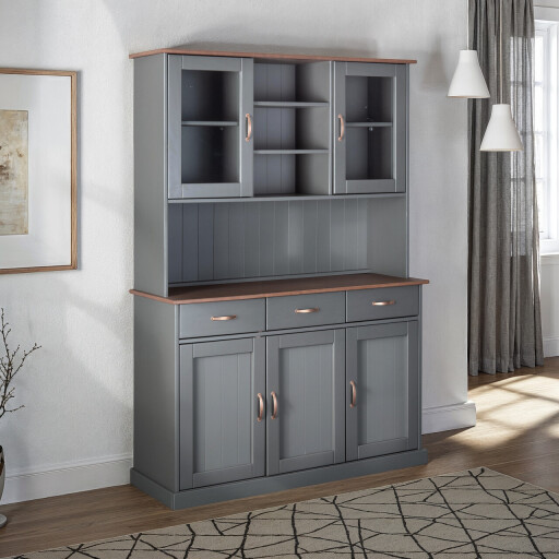 Bufet Luzerna 6.1, Inter Link, 131x45x190 cm, lemn, gri/sepia