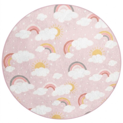 Covor pentru copii roz lavabil ø150 cm Rainbow World – Mila Home