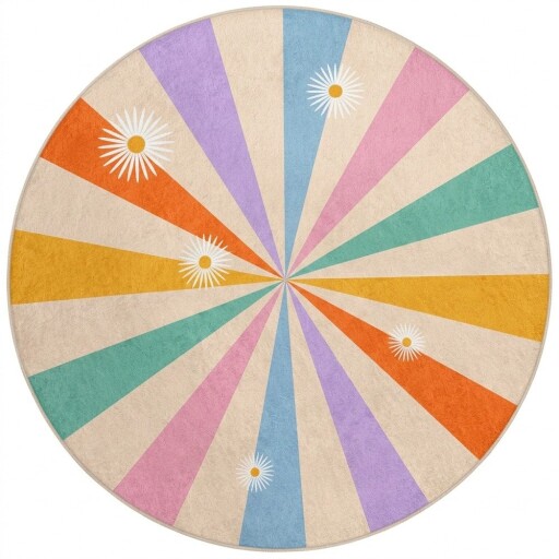 Covor pentru copii lavabil ø120 cm Rainbow Daisy – Mila Home