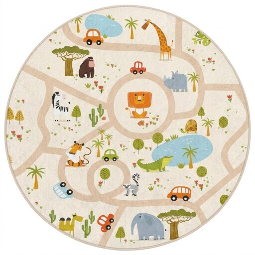 Covor de joacă pentru copii lavabil ø100 cm Savana Ride – Mila Home
