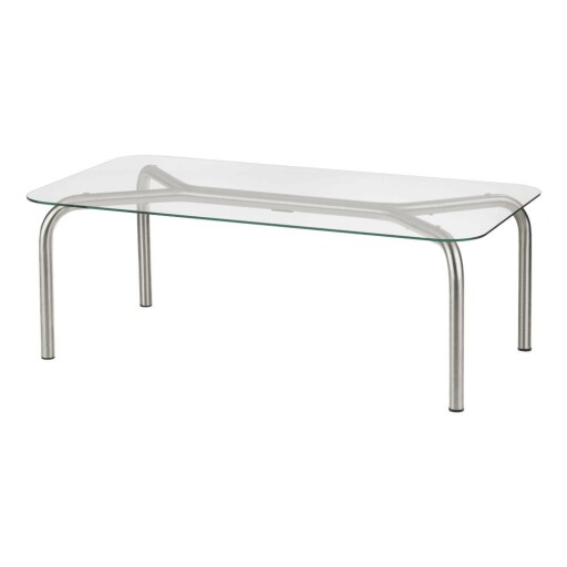 Măsuță de cafea argintie cu blat din sticlă 60x110 cm Uku – noo.ma