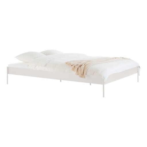 Pat matrimonial alb din oțel fără tăblie cu somieră 160x200 cm Eton Basic – noo.ma