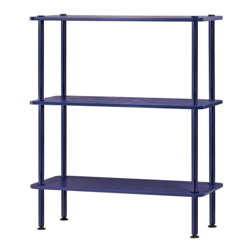 Etajeră albastră cu aspect de lemn de stejar 80x90,5x35 cm Teidi – noo.ma