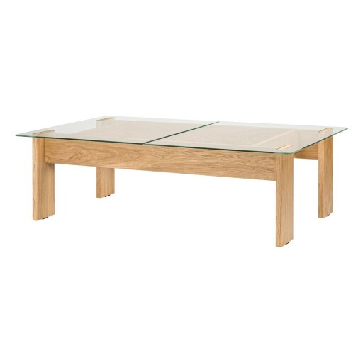 Măsuță de cafea în culoare naturală cu blat din sticlă 86x132 cm Naiko – noo.ma