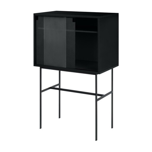 Vitrină neagră cu ușă glisantă 70x109x40 cm Lekko – noo.ma