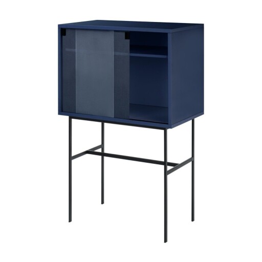Vitrină albastru-închis cu ușă glisantă 70x109x40 cm Lekko – noo.ma